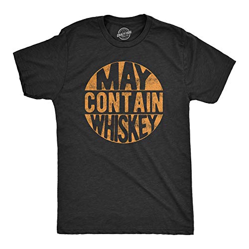 Mens May Contain Whiskey T Shirt Funny Liquor Drinking Party Graphic Tee Funny T Shirts Liquor Apparel for Men Cool Drinking Short Sleeve Novelty Tees for Black - XL