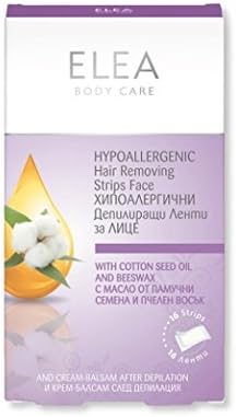 Hypoallergenic Hair Removing Strips for Face with Beeswax and Cotton Seed Oil Elea - 16 pcs + Calming Balm 15 g. / 0.5 oz.