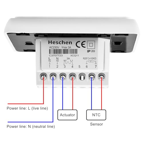 Heschen LCD Digital Wöchentliches Programmier Thermostat, HS-E806, 230VAC 3Ampere, Regler für Fußbodenheizungs Thermostate, geeignet für Wasserheizungssysteme