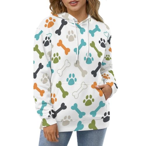 Sweat à capuche patte d'os de chien pull unisexe taille S