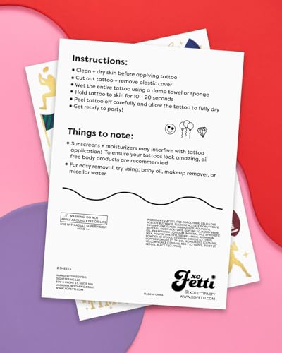 xo, Fetti Football Temporary Tattoos - 64 Gold Foil Styles | Varsity Birthday Decorations, Tailgate Supplies, School Sports Party Favor, Kids Party Favor, College Gameday