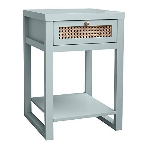 Decor Therapy Luna Rattan Drawer End/Side Table, Blue Gray 15.55D X 15.98W X 22.44H In #TOP16
