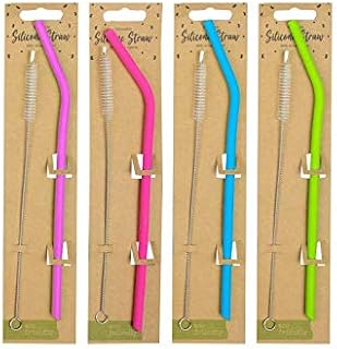 Silicone Straws Reusable Straight and Bent with Cleaning Brush Healthy Very Sturdy Eco Friendly Drinking Straw Ideal for Party Milkshake Clear Water Juice Tea Cocktail Smoothies 23cm 1pc (Silicone)