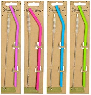 Silicone Straws Reusable Straight and Bent with Cleaning Brush Healthy Very Sturdy Eco Friendly Drinking Straw Ideal for Party Milkshake Clear Water Juice Tea Cocktail Smoothies 23cm 1pc (Silicone)