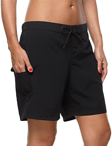 Women's Solid Stretch Board Shorts Swimwear Quick Dry Swim Shorts Swimsuit Bottom