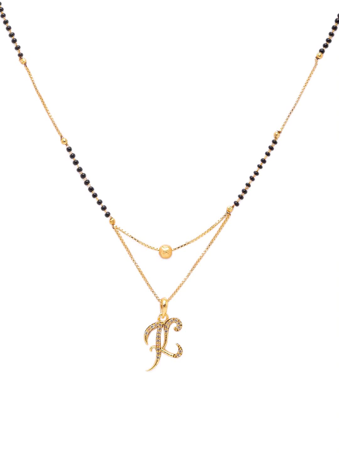 Gold-Plated Stone-Studded & Beaded Alphabet Letter Locket and Fashion mangalsutra Letter-K (B0B4PBCD4C) Amazon Price History, Amazon Price Tracker