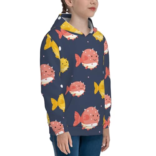 Cute Puffer Fish Kids Pullover Hoodies Boys Sweatshirts Girls Athletic Clothes with Pocket3