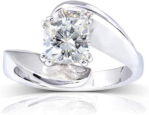Kobelli Forever One (D-F) Moissanite Solitaire Curved Ring 1 1/10 CTW 14K White Gold
