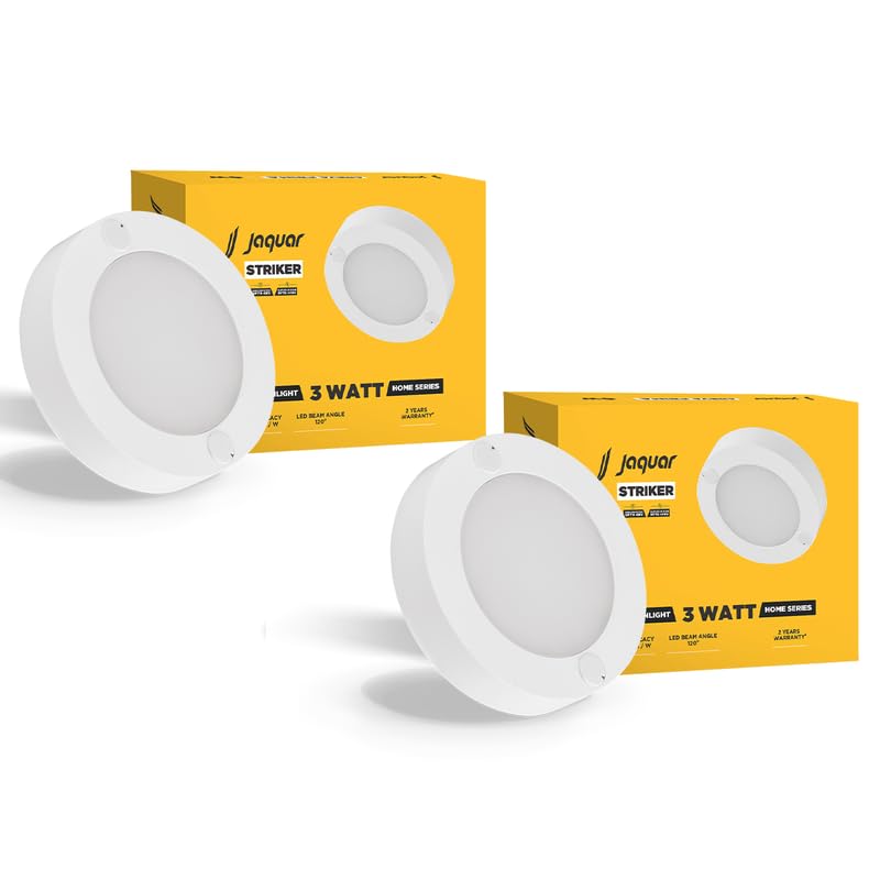 Jaquar 3W Striker Mini Round Surface Ceiling/Downlight with Aluminium Heat Sink | No False Ceiling Required | Surface Ceiling Light for Cabinet, Wardrobe, Office Space | Warm White(Pack 2)-image-21