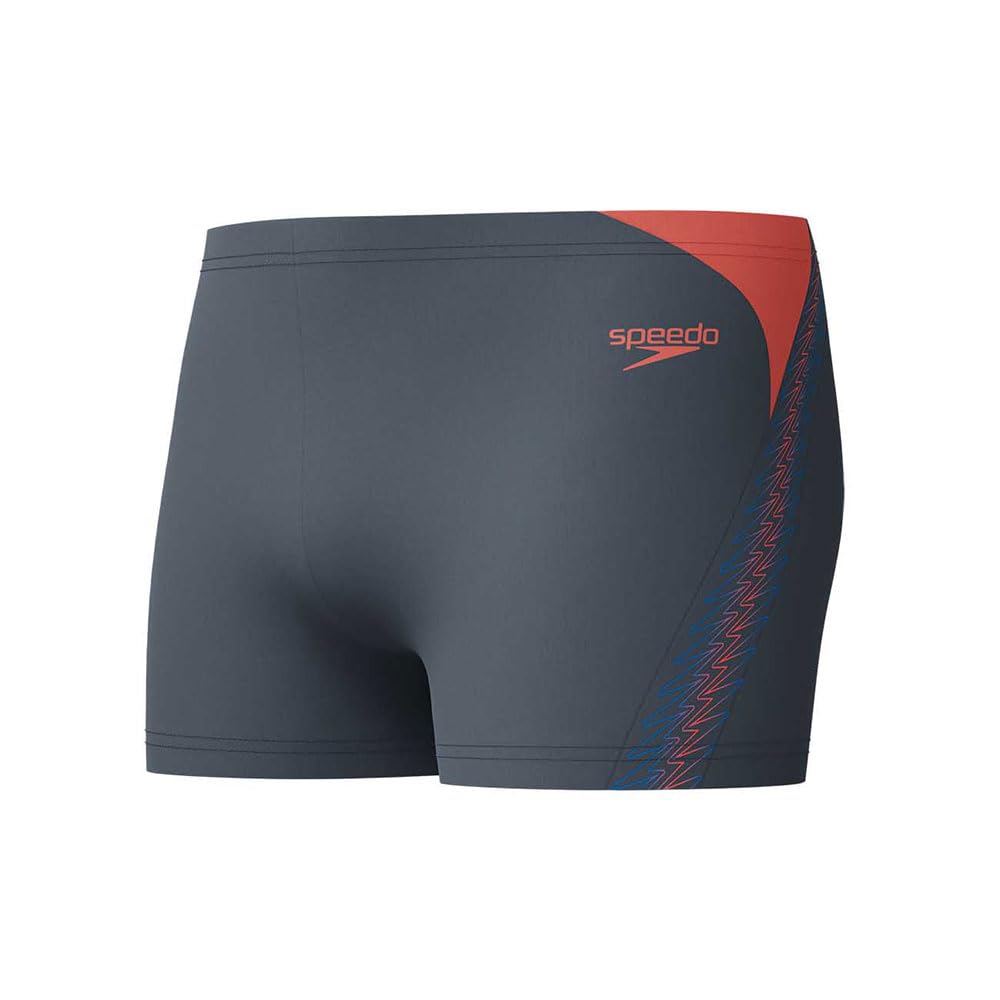 Speedo Men's Hyperboom Splice Aquashort Swimming Trunks| Quick Drying | Training | Fitness | Chlorine Resistant Swimwear, Black/Neon Coral, 38