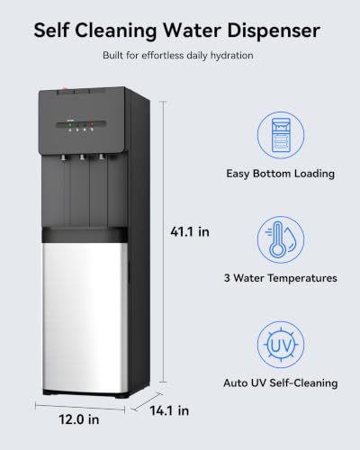 Image of Self Cleaning Bottom Loading Water Cooler Dispenser for 5 Gallon Bottles
