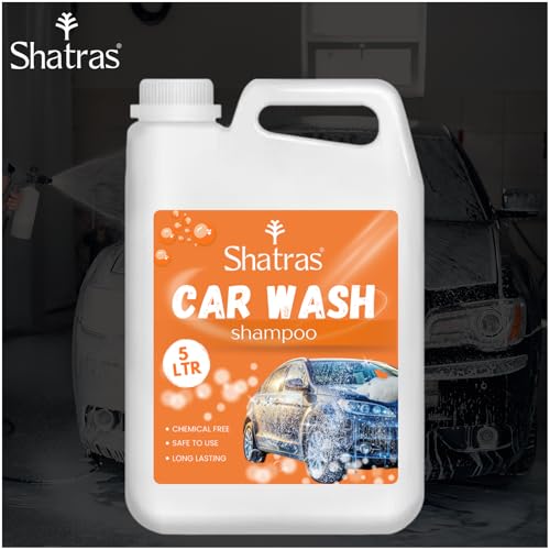 Image of Shatras Car Wash Shampoo - High Foam Car Cleaning Liquid | pH Neutral Formula | Scratch-Free Wash | Deep Cleaning & Extra Shine | Suitable for All Vehicles - 5L (ORANGE)