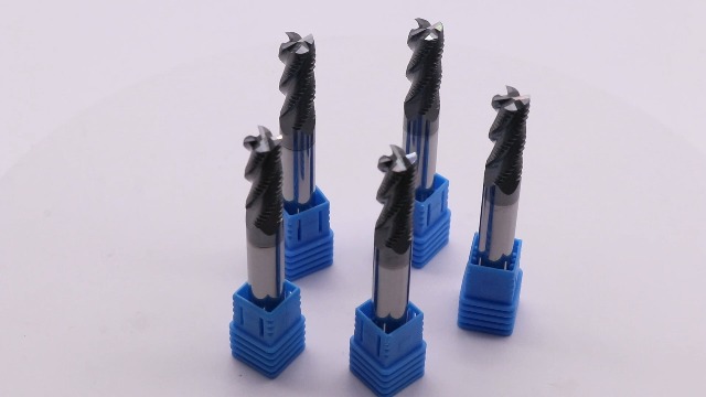 Image of 4 Flute Solid Carbide Roughing End Mills(5Pcs, 5 /16 inch), ALCrSiN Nano Coated | 35 Helix, 5 /16 inch Cutting Dia, 5 /16 inch Shank Dia, 13 /16 inch LOC, 2-1 /2 inch OAL, for Milling Alloy Steel, Carbon Steel, Cast Iron