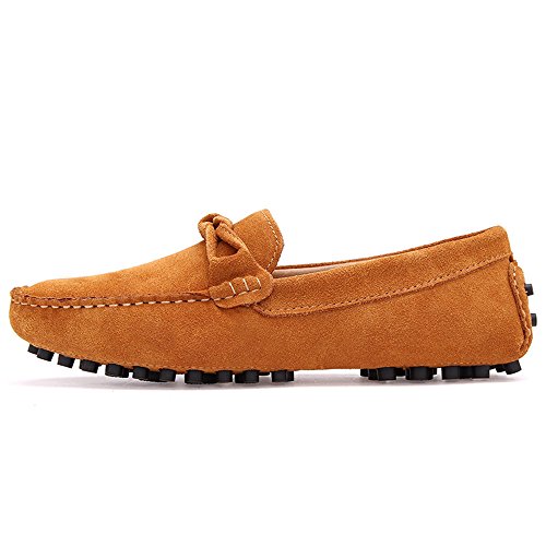 Men's Driving Penny Loafers Suede Genuine Leather Casual Moccasins Slip-On Boat Shoes