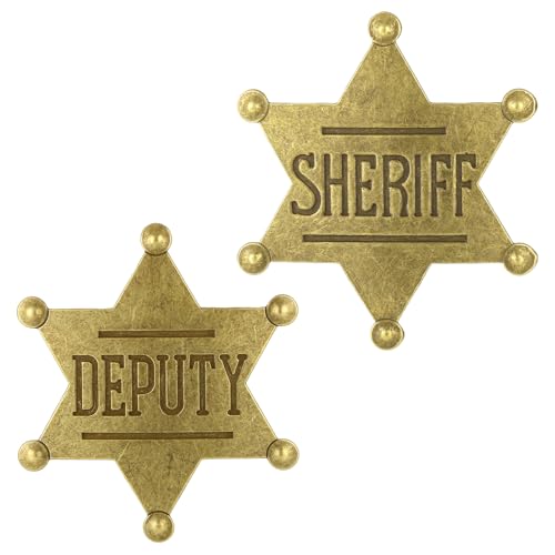Mikovivi Sheriff & Deputy Badge Metal Western Sheriff Badge for Kids & Adult Star Pin for Police Theme Party Decoration School Prizes
