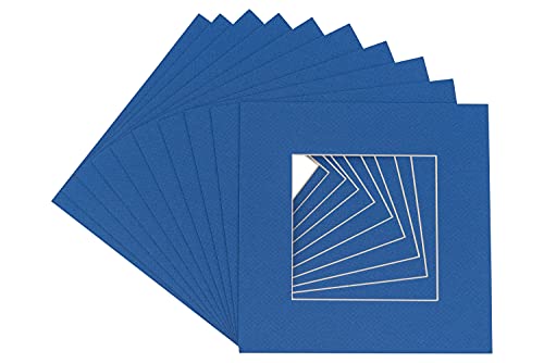 Royal Blue Acid Free 15x15 Square Picture Frame Mat with White Core Bevel Cut for 11x11 Pictures - Fits 15x15 Frame - Pack of 25 Matboard Show Kits With Acid Free Backings & Clear Bags