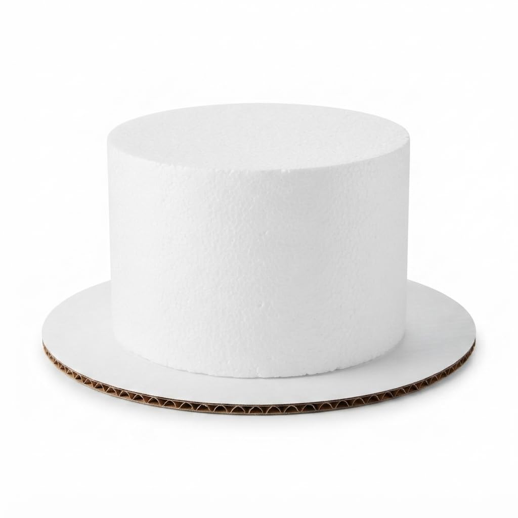 5" x 4" Round Foam Cake Dummy Polystyrene by Glownary – 2000 Ml, Paperboard, White, Model 246cdrd45