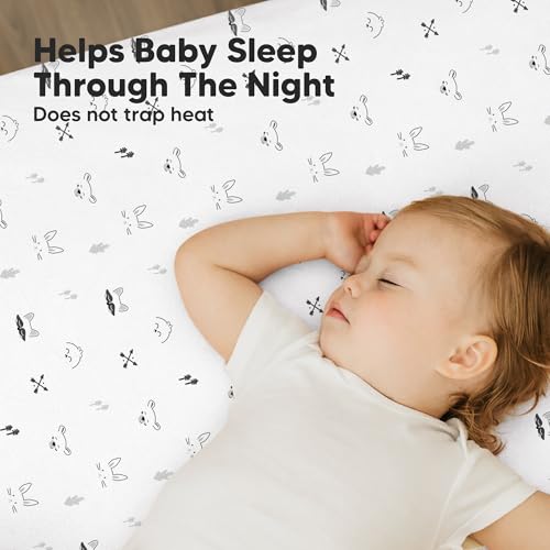 Image of 2-Pack Mini Crib Sheets Fitted, 38x26 Pack N Play Mattress Sheets (Nordic) | Organic Cotton Sheets for Pack and Play Mattress, Soft, Breathable Playard Bedding Sheet, Mini Toddler Bed Cover, Boys, Girls