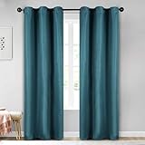 Superior Jaxon Semi Blackout Curtains - Modern Textured - 42' x 84' - Grommet Header - Sun Blocking & Room Darkening Drapes for Bedroom, Living Room - Set of 2 Panels - Deep Sea