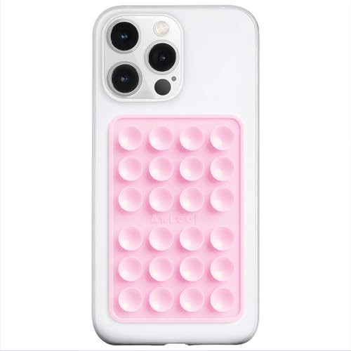 Image of PKYAA Silicone Suction Phone Case Adhesive Mount, Upgraded Super Strong Grip, Durable, Easy to Use, Hands-Free Sticky Phone Holder for Selfies, Tiktok Videos, 2.56 inchx3.94 inch (Light Pink)