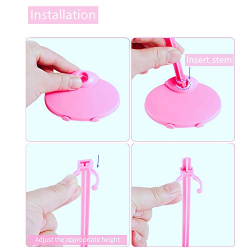 Image of 10 Pcs Doll Display Holders - Mini Stand for 11-13 Inch Dolls & Action Figures - Pink