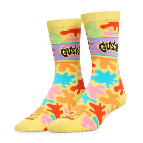 Cool Socks – Gushers Splash Snack Graphic – Unisex Crew Socks Medium – Men’s 6–8 / Women’s 7–10 – Officially Licensed General Mills Design – Folded Novelty Snack Socks – Fun Gift
