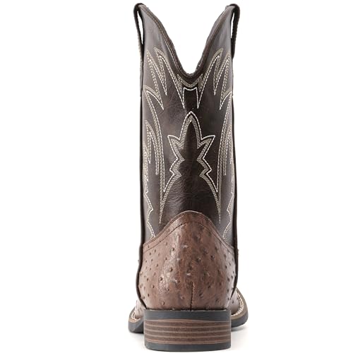 Image of IUV Cowboy Boots For Men Western Ostrich Wide Embroidered Pull On Boots