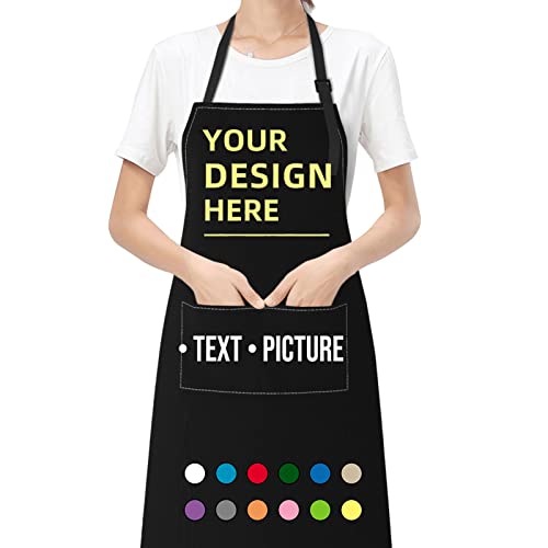 MALIMAHOO Personalized Custom Aprons Customized Apron for Kitchen Cooking, Baking, BBQ Design with Your Picture Name Logo For Women Men (Style 01)