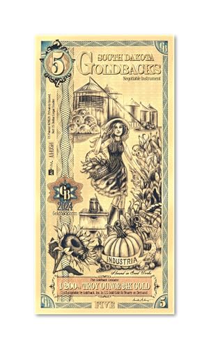 Wisemen Trading South Dakota 5 Goldback Gold foil Art Series “Spes” | 1/200th of a Troy Oz of 24K Collectible Gold (1 Pack)