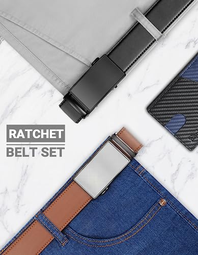 Image of Zitahli Leather Ratchet Belt for Men - 2 Pack Mens belt,Customizable Fit | Everyday Men Dress Pants Belt,Casual Occasion,Classic Style,Gifts for Men on Birthday,Anniversary,Father's Day,and Christmas