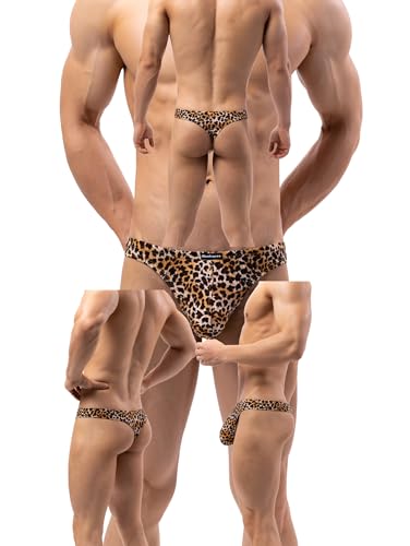 Men's leopard print thong Sexy men's Underwear Cotton Panties G String T-Back Thongs3