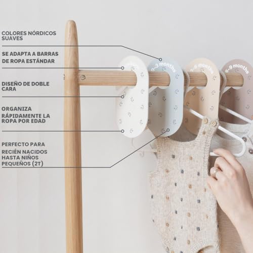 3 Sprouts – Separadores de roupa para bebé – dupla face belos separador de armários bebé desde recém-nascido até 24 meses – organizador de armário por meses – conjunto de 8 – mirtilo