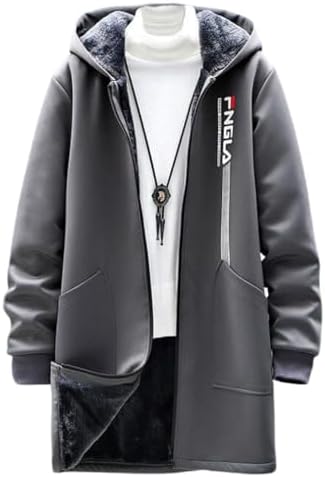 （12:30時点） [foveitaa] コート メンズ 秋冬服 ロングパーカー 大きい サイズ ゆったり ベ パーカー カーディガン ボアコート ジップ アップ 裏起毛 厚手 防風 防寒 暖かい ボアジャケット 無地 もこもこ gray-2XL