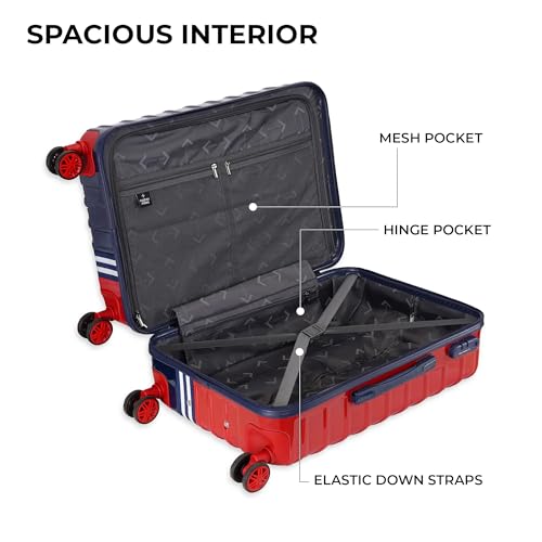 Image of Nasher Miles Vegas Hard-Sided Polycarbonate Check-in Luggage 28 inch | 75cm | 8 Wheels Large Trolley Bag for Travel | Suitcase (Red & Blue)