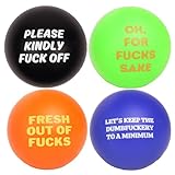 Needzo Funny Adult Cuss Word Stress Balls, Novelty Gifts for Friends and Coworkers, 2.48 Inches (Pack of 4)