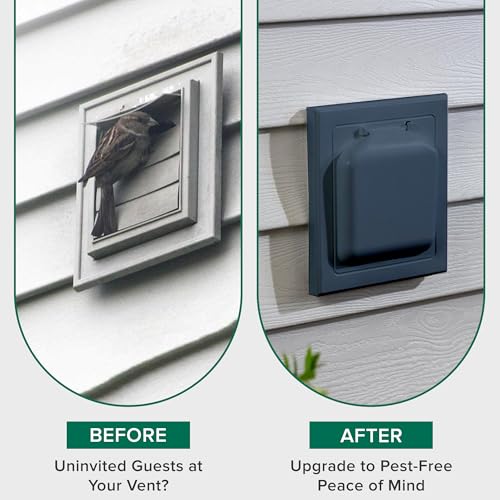 Image of NO-PEST VENT Dual Door Dryer Vent Cover 4 Inch Outdoor, Made in USA, Highest UV-Resistant Plastic, No Lint-Collecting Screen (Deep Ocean Blue, 4 inch Plastic Vent With Collar)