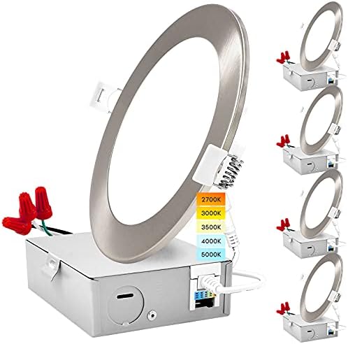 Luxrite 6 Inch Gimbal LED Recessed Lighting, 5 CCT 2700K-5000K, 1400 Lumens, Dimmable, 15W, Wet Rated, ETL Listed