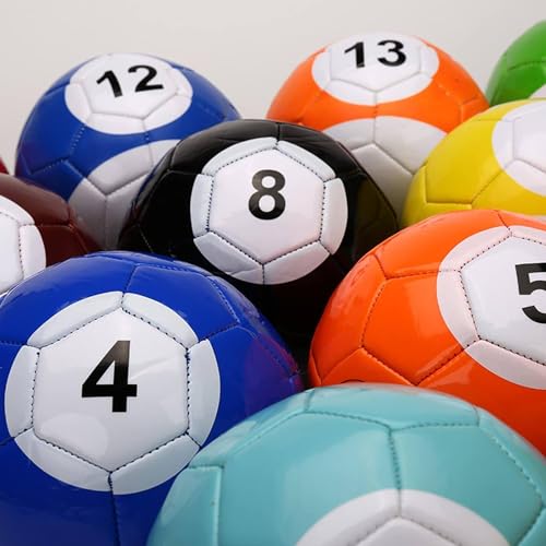 MOXAC Inflatable Billiards Soccer Football Snooker Balls Table Games, 16Pcs Leather Football Pool Kick Billiards Set, Adult Sports Recreation Game for Backyard Rooms Outdoor Indoor,18cm/7.1inch