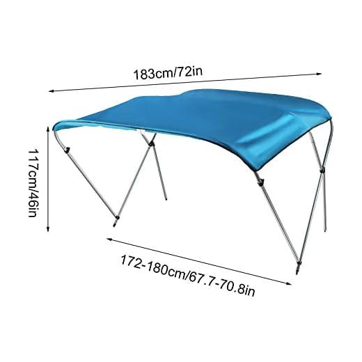 Boot Sonnendach, wasserdichte Bootsabdeckung Kajak 3 Bögen Top 600D Oxford Cloth UV Protect Aluminum Alloy Frame für Breite von 67-72inch Schlauchboot (Blau)