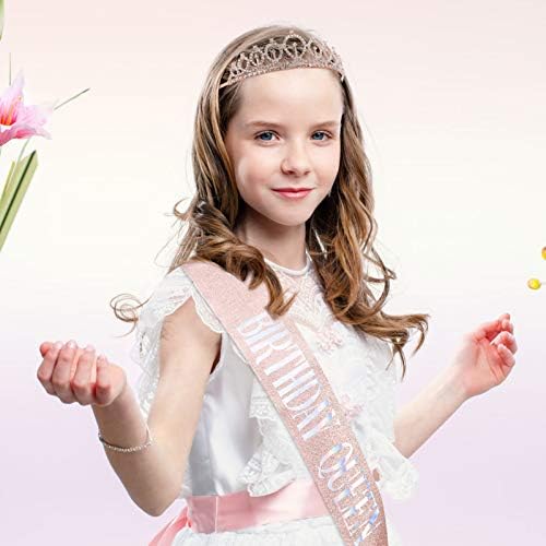 RosewineC Birthday Sash Rhinestone Birthday Crown Women Girls Birthday Tiara,Birthday Gifts for Women Birthday Party Supplies( Birthday Queen)