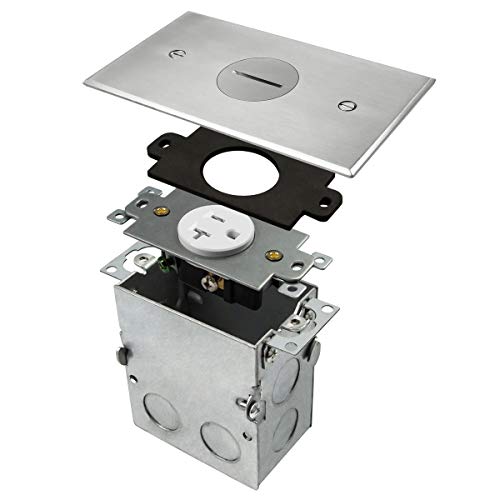 Enerlites Screw Cap Cover Floor Box Kit, 5” X 2.87” 1-Gang, 20A Tamper-Weather Resistant Receptacle Single Outlet, Watertight Gasket, Corrosive Resistant, Ul Listed, 975547-Ss, Stainless Steel (705547-Ss) #TOP1