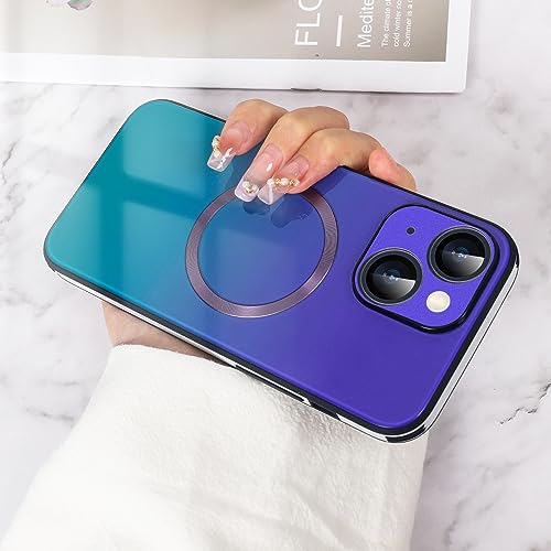 Coque iPhone 14 Pro magnétique violette verre dégradé protection objectif - 7