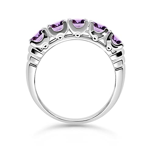 Sterling Silver Amethyst Half Eternity Band Ring for Women2