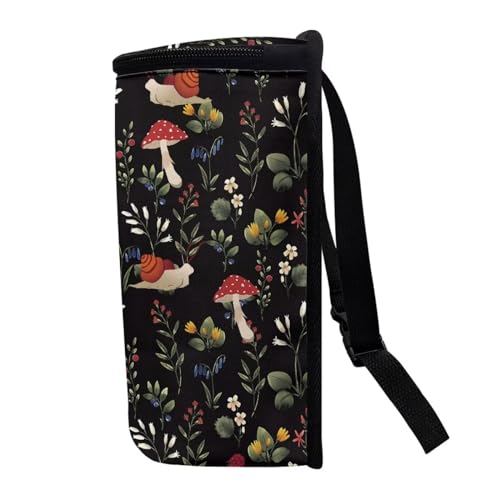 Image of Talayituse Mushroom Snail Flower Print Car Trash Can with Lid, Leak Proof Auto Trash Bag Hanging Vehicle Garbage Can Multipurpose Storage Container for Back Seat Road Trip