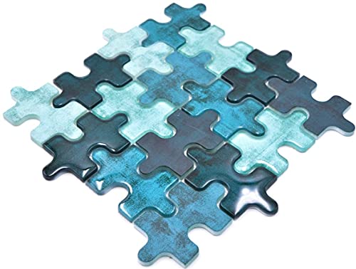 Mosaïque en verre puzzle vert pour crédence et douche - 2