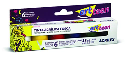 Acrílica Fosca Conjunto com 6 Cores, Acrilex, 035060000, Multicor