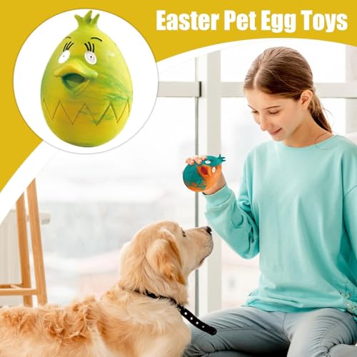 GkgWuxf Quietschendes Osterei-Hundespielzeug, Gummi-Ei-Hundespielzeug | Interaktives Hunde-Ei-Spielzeug aus Gummi,Buntes Huhn-Form-Ostern-Haustier-Ei-Spielzeug, für kleine Hunde oder große Hunde