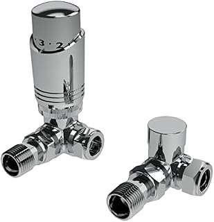 Chrome Thermostatic Radiator Valve Angled Corner Straight TRV Radiator Thermostat Valves (Corner)