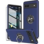 KRAFTCARE for Google Pixel 6a Case with Kickstand Ring and Screen Protector, Shockproof and Anti Scratch 360° Magnetic Ring Holder Stand Phone Cover for Google Pixel 6a - Blue