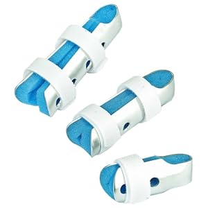 Kecartu Finger Splints, 3-Size Pack Metal Aluminium Padded Finger Support Stabilizer Finger Knuckle Immobilization for Sprains,Injuries,Broken Finger with Soft Foam and Loop Straps for Adults, Blue